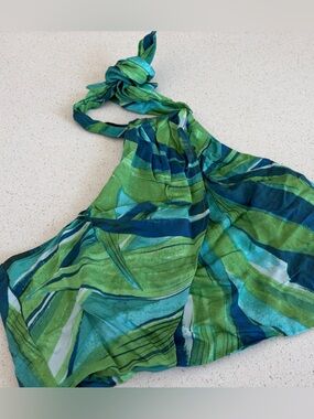 H&M Green & Teal Tropical Halter Top